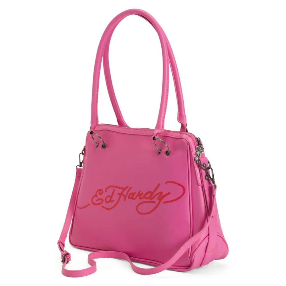 Ed Hardy Pink Leopard Print Tote Bag - Picture 2 of 3